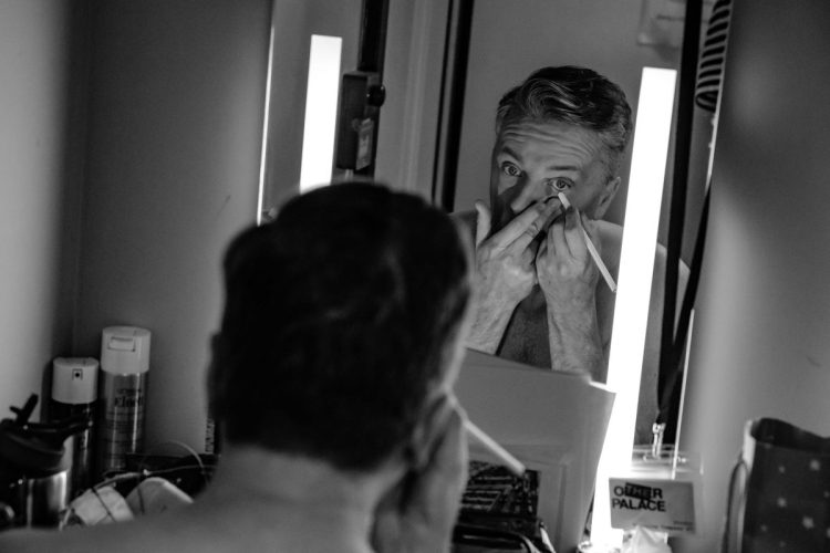 Dressing room prep. Full on weirdness to make me look younger haha