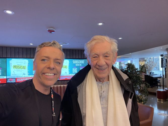 Sir Ian and I in the bar as he had the dressing room next door x